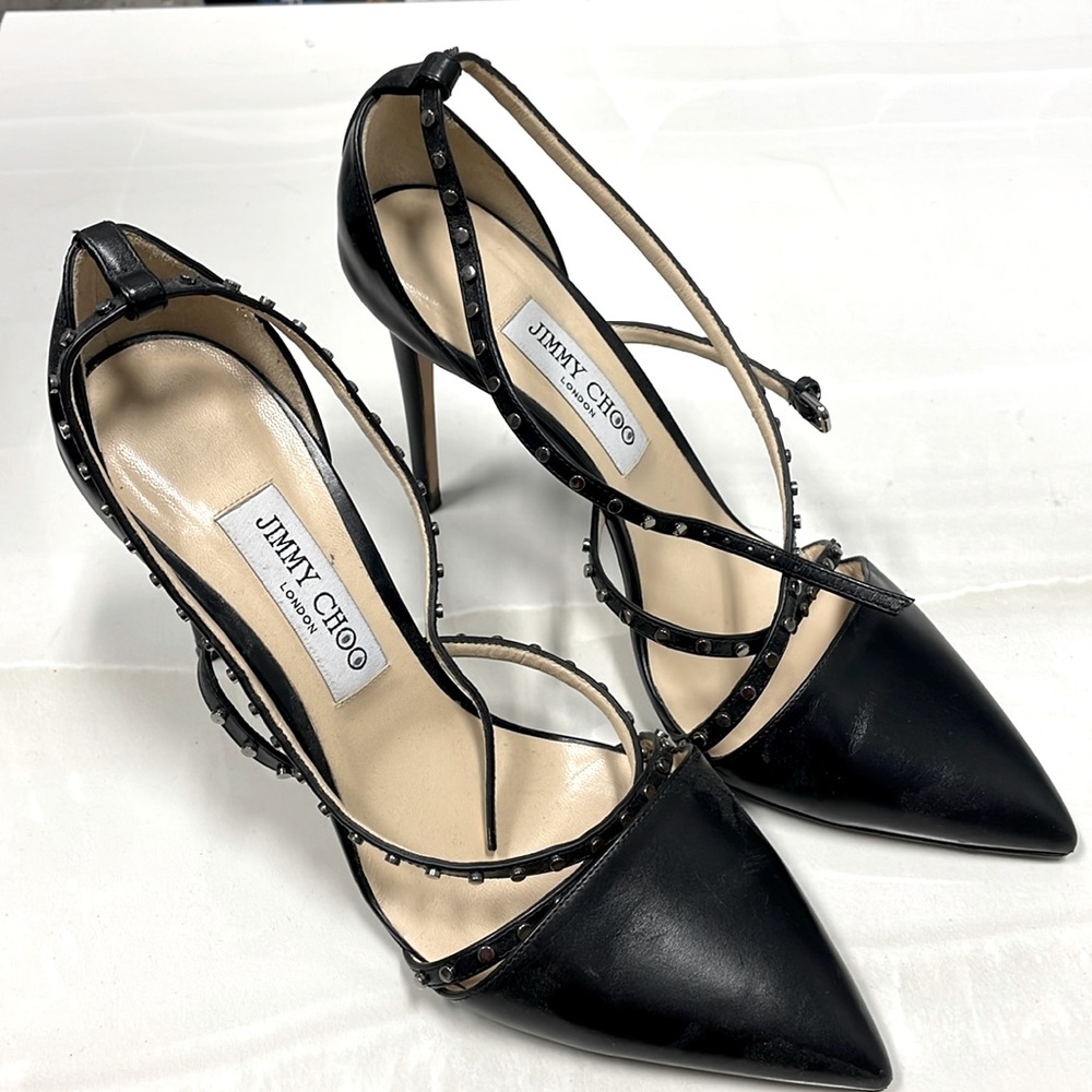 Jimmy Choo Black Studded strap heels size 40